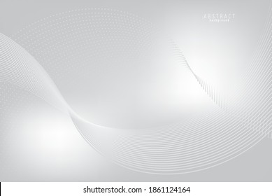 Abstract gray flowing line digital technology, smooth particle wave, big data techno design concept background wallpaper, vector eps
