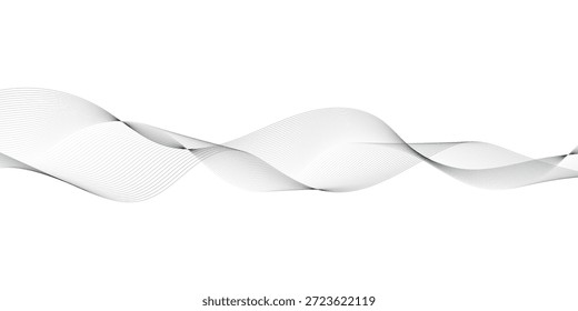 Abstractas líneas ondulatorias grises fluidas sobre un fondo blanco limpio con transparencia en capas lisas, elegantes patrones curvos y un gráfico de movimiento de tecnología moderna y estilo de Vector empresarial