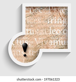 abstract gray frame with pattern and exclamation mark