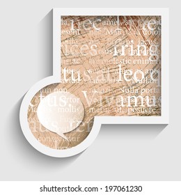 abstract gray frame with pattern and transparent speech bubble