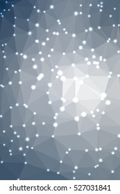 Abstract gray geometric background consisting of colored triangles with lights in corners. Vertical format.