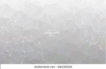 Abstract Gray Geometric Polygonal background molecule and communication. Connected lines with dots. Concept of the science, chemistry, biology, medicine, technology.