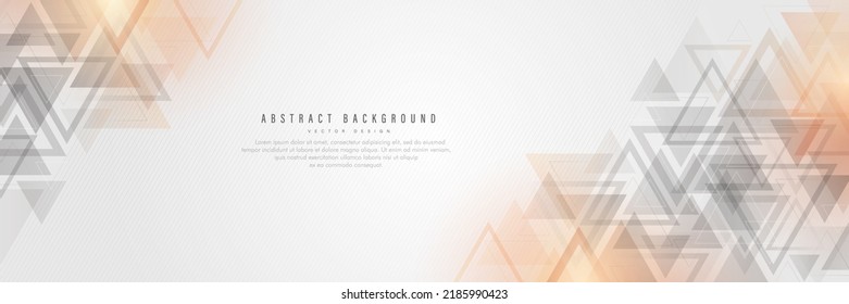 Abstract gray geometric triangles background with stripes lines and light effect. Modern wide banner design. Suit for cover, banner, brochure, website, poster, header. Vector illustration