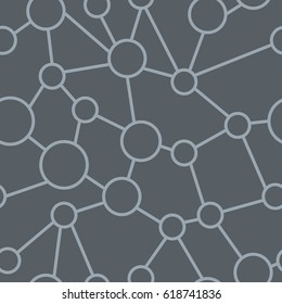 Abstract gray geometrical background with circles connected by lines. Vector illustration