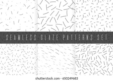 Abstract gray glaze patterns set. Seamless textures collection