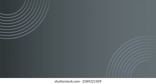 Abstract gray glowing geometric lines on dark blue background. Modern shiny gray circle lines pattern. Futuristic technology concept
