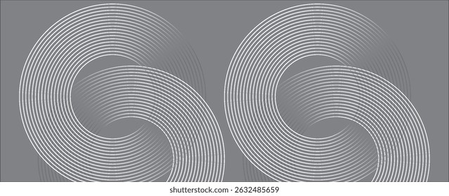 Abstractas líneas geométricas brillantes grises sobre fondo blanco. Moderno patrón de líneas de círculo azul brillante. Concepto de tecnología futurista. Traje para la cubierta, cartel, Anuncio, folleto, cabecera, Vector del Sitio web