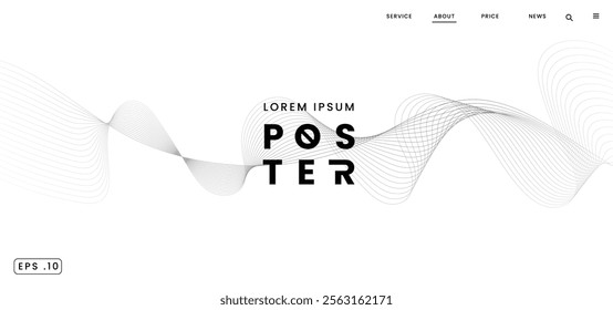 Abstract Gray Glowing Wave Lines on Gray Background - Modern Clean Poster Background Vector Illustration