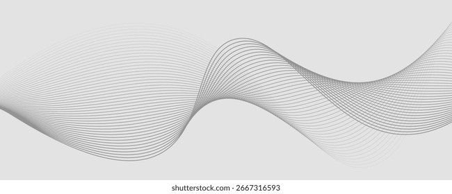 Líneas de onda brillantes grises Abstractas sobre fondo blanco - Ilustración vectorial de diseño moderno