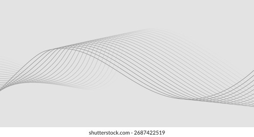 Líneas de onda brillantes grises Abstractas sobre fondo blanco - Ilustración vectorial de diseño moderno