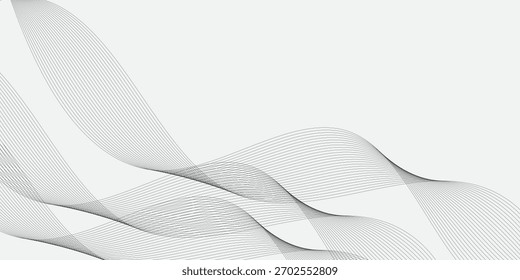 Líneas de onda brillantes grises Abstractas sobre fondo blanco - Ilustración vectorial de diseño moderno

