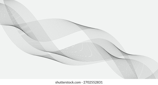 Líneas de onda brillantes grises Abstractas sobre fondo blanco - Ilustración vectorial de diseño moderno

