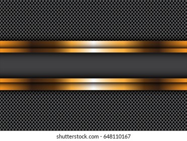 Abstract gray gold label on metal circle mesh design modern luxury background texture vector illustration.