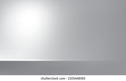 Abstract gray gradient background, spotlight pattern, room studio. Vector illustration.