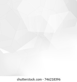 Abstract gray gradient hexagon on white background with soft light blur. Vector illustration