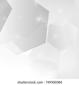 Abstract gray gradient hexagon on white background with soft light glitter. Vector illustration