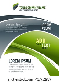 Abstract gray and green background with wave - brochure design or flyer