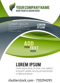 Abstract gray and green background with wave - brochure design or flyer