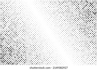 Abstract gray halftone circles texture consists of different dots isolated on white background. Geometric vector shape elements pattern for presentation design. Fit for corporate, business, talks