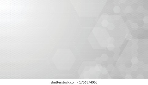 Abstraktes graues Hexagon oder Hintergrund der Digitaltechnik. Vektordesign für Wissenschaft und Medizin.