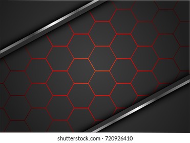 Abstract gray hexagon line light in silver line design modern futuristic background vector illustration.