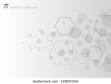 Abstract gray hexagon on white background. Geometric elements of design for modern communications, technology, digital, medicine, science concept. Vector illustration