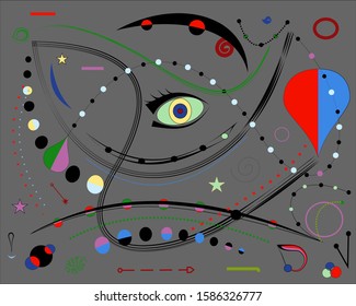 Abstract gray horizontal background ,inspired by surrealist  painter