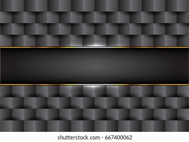 Abstract gray label gold line on gray squares pattern design modern creative background vector illustration.