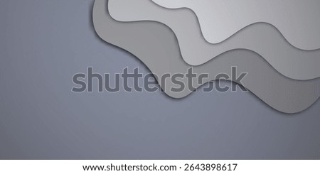 Abstract Gray Layered Paper Cut Background with Organic Curves

