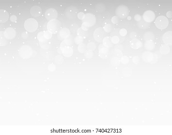 Abstract gray light bokeh xmas card glitter decoration. Christmas shiny sky pattern background