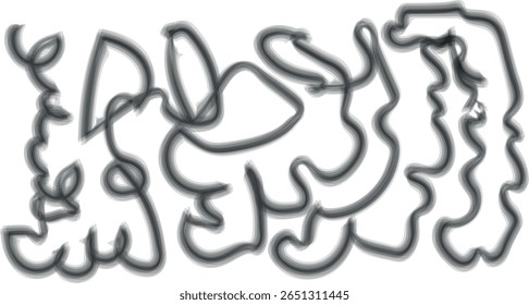 Abstract gray lines forming a complex pattern against a white background with soft drop shadows visible too