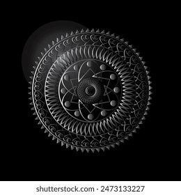 An abstract gray mandala. Circular pattern.
