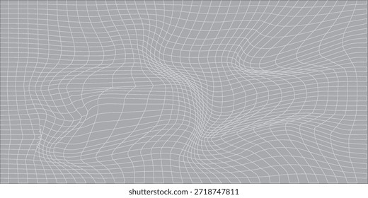 Ilustração Da Grade Da Onda Da Malha Cinzenta Abstrata Com Linhas Curvas E Profundidade 3D