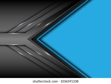 Abstract gray metal arrow overlap on blue blank space design modern futuristic background vector illustration.