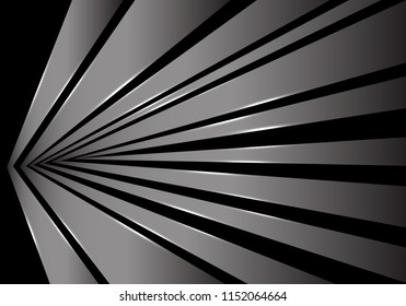 Abstract gray metal line arrow speed on black background vector illustration.