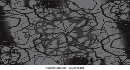 Abstract Gray Network of Lines and Geometric Shapes Pattern