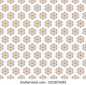 Abstract gray and orange pattern geometric of circle in Japanese or Chainese ornament. Seamless Vector illustration.