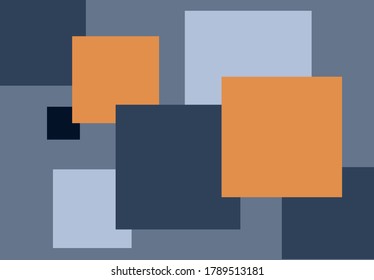 abstrakter grauer und orangefarbener quadratischer Hintergrund. einfache geometrische Formen, Vektorgrafik