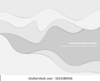 Abstract gray origami background. Paper layered banner. Vector illustration.  Wave and line concept. Cool for flyer, blank, poster.