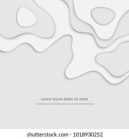 Abstract gray origami background. Paper layered banner. Vector illustration.  Wave and line concept. Cool for flyer, blank, poster.