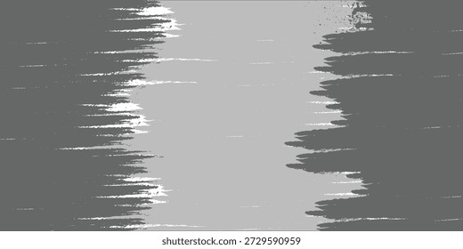 Manchas de tinta cinza abstrata e traçados de pincel em um fundo branco