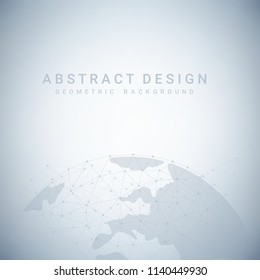 Abstract gray polygonal background with connecting dots and lines. Data and technology concept