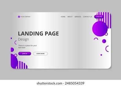 Abstract gray and purple landing page.
