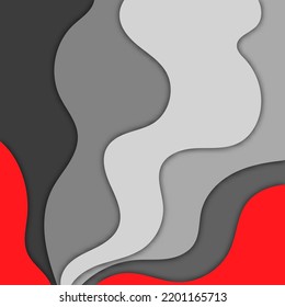 Abstract gray and red paper cut layer background with text space or copy space. Simple dark blue paper cut background