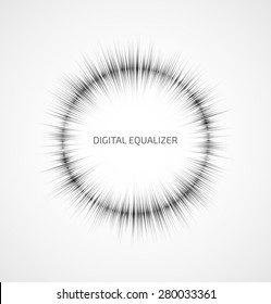 Abstract gray round music equalizer on white background. Vector illustration
