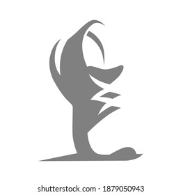 Abstract gray running shoe symbol on white backdrop. Design element