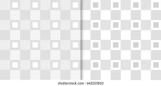 Abstract gray seamless pattern set. Geometric shape. Vector illustration