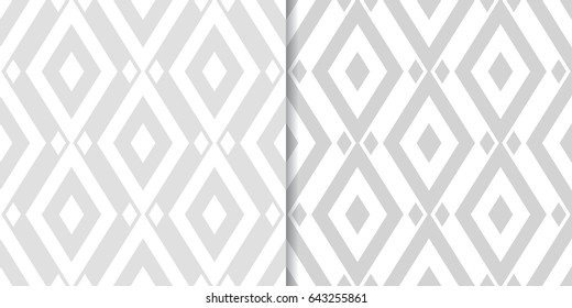 Abstract gray seamless pattern set. Geometric shape. Vector illustration
