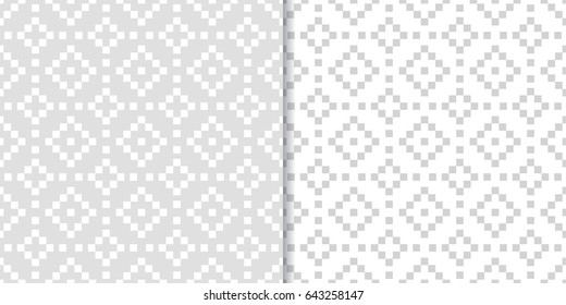 Abstract gray seamless pattern set. Geometric shape. Vector illustration