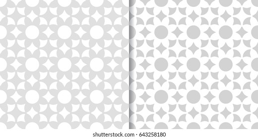 Abstract gray seamless pattern set. Geometric shape. Vector illustration